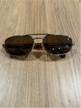 Vintage Aviator Sunglasses Metal Frame Brown Lens Tortoiseshell Arms 90s Y2K